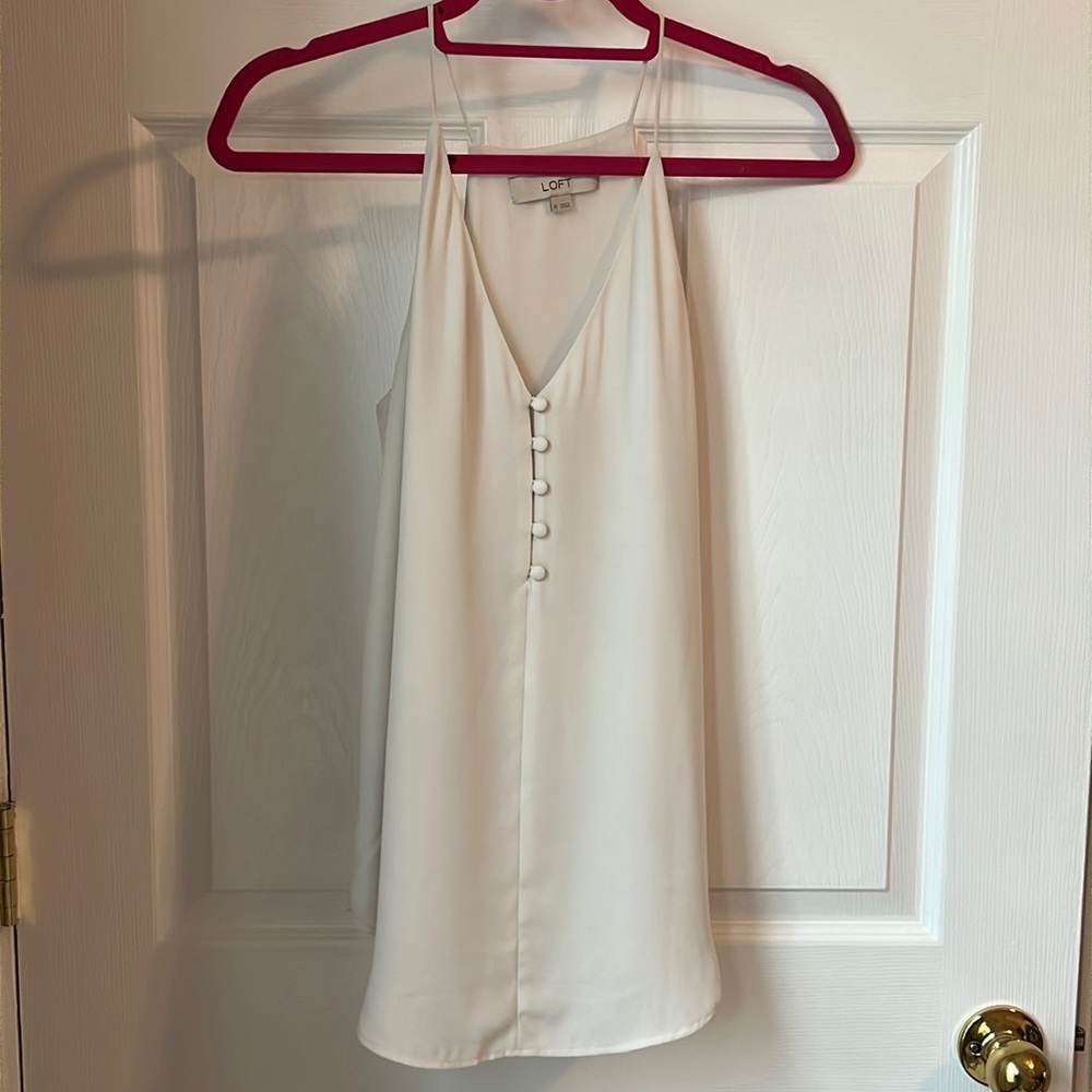 Loft white button tank